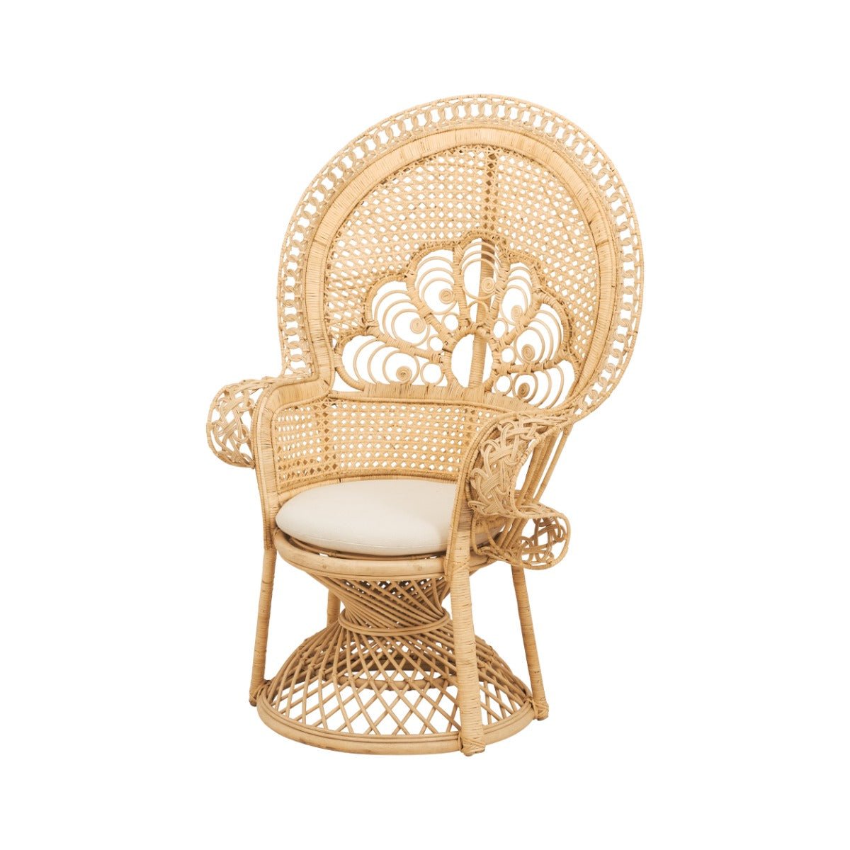 Fauteuil en rotin et coussin - ELOA bois clair, MAISON PAVANE