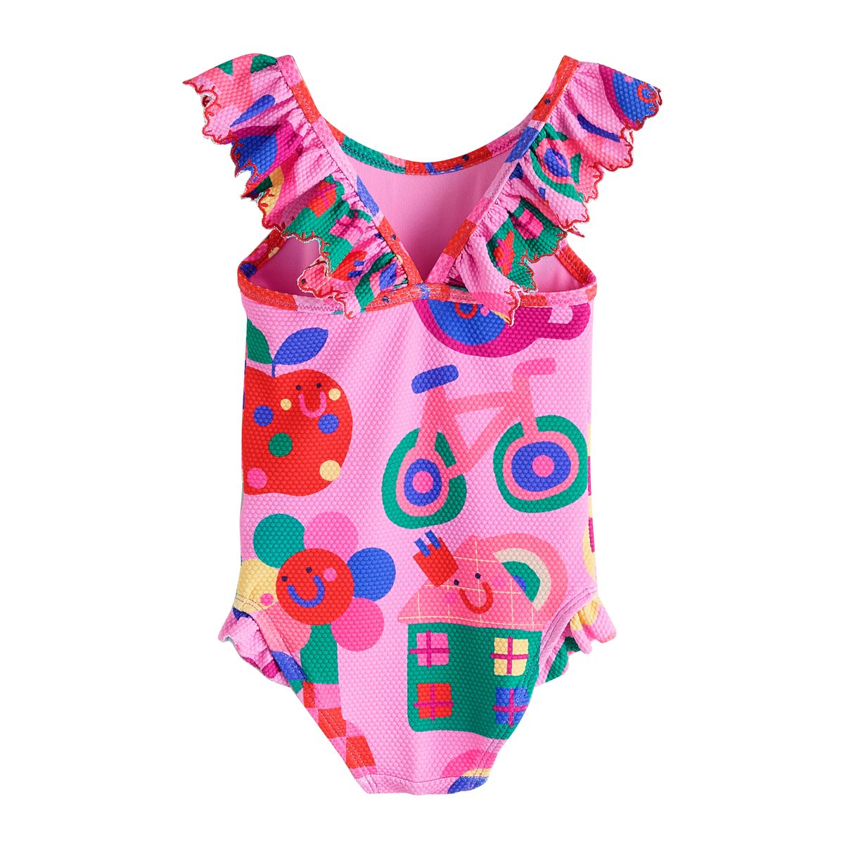 Maillot de bain à volants tampon rose personnage, NEXT