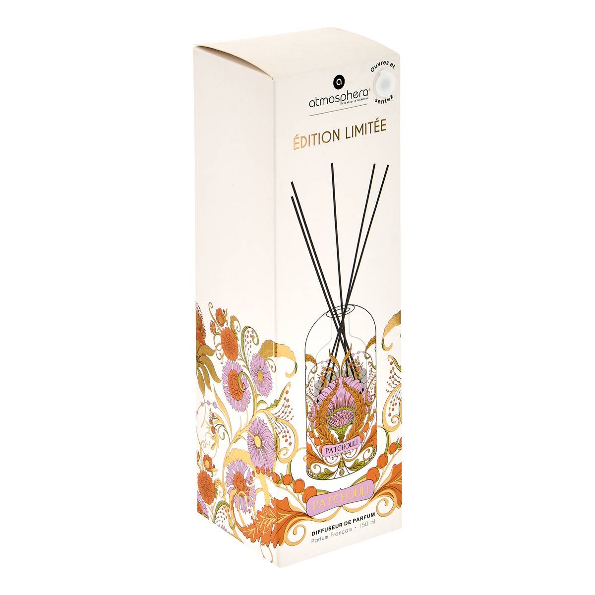 Diffuseur senteur ambre en verre ILAN bleu, ATMOSPHERA