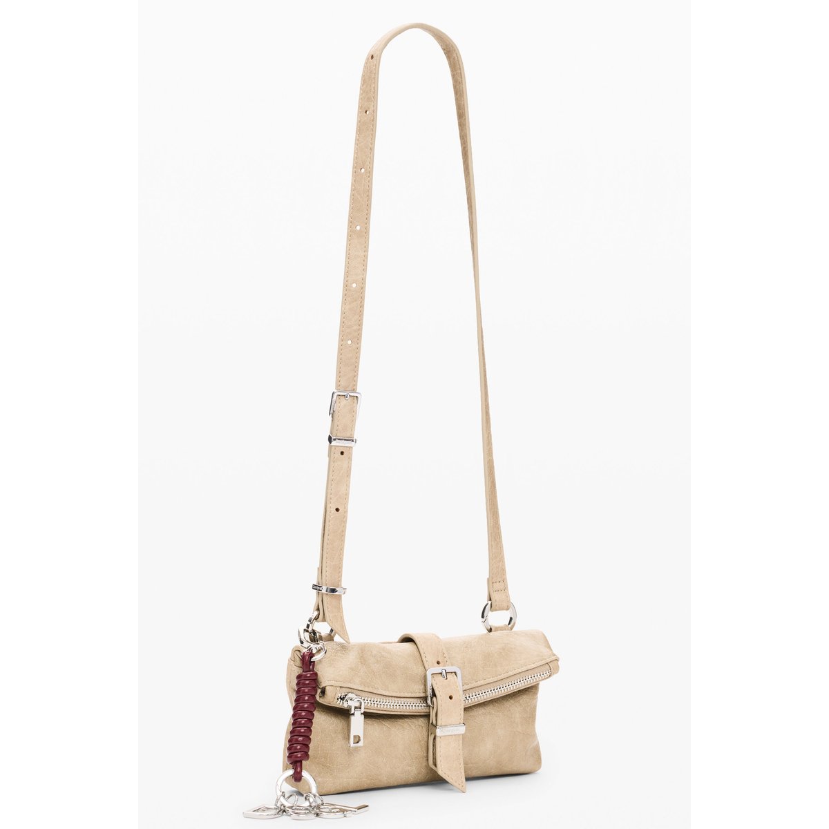 Grand portefeuille bandoulière beige, DESIGUAL