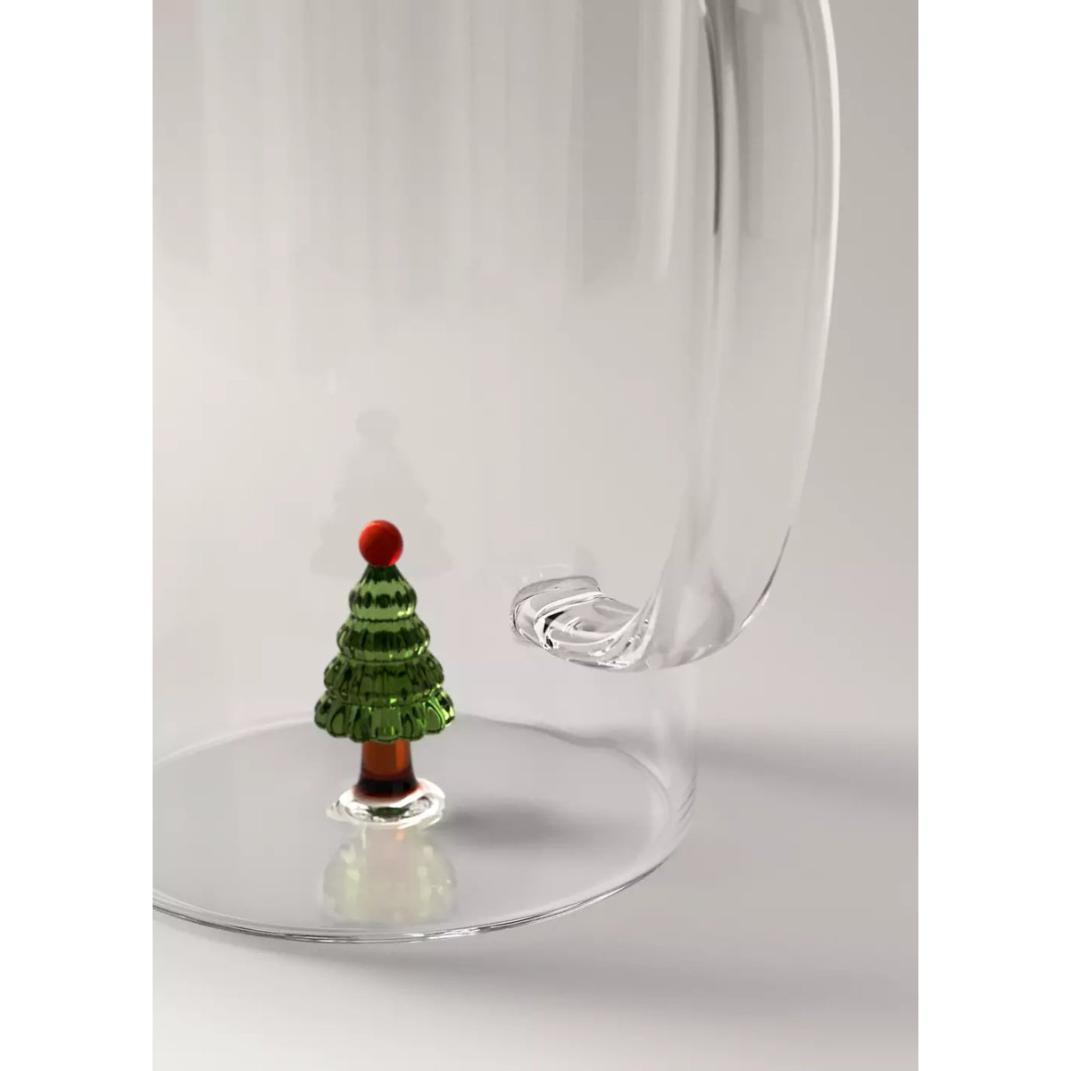 Carafe en verre avec détail sapin vert forêt, MANGO HOME