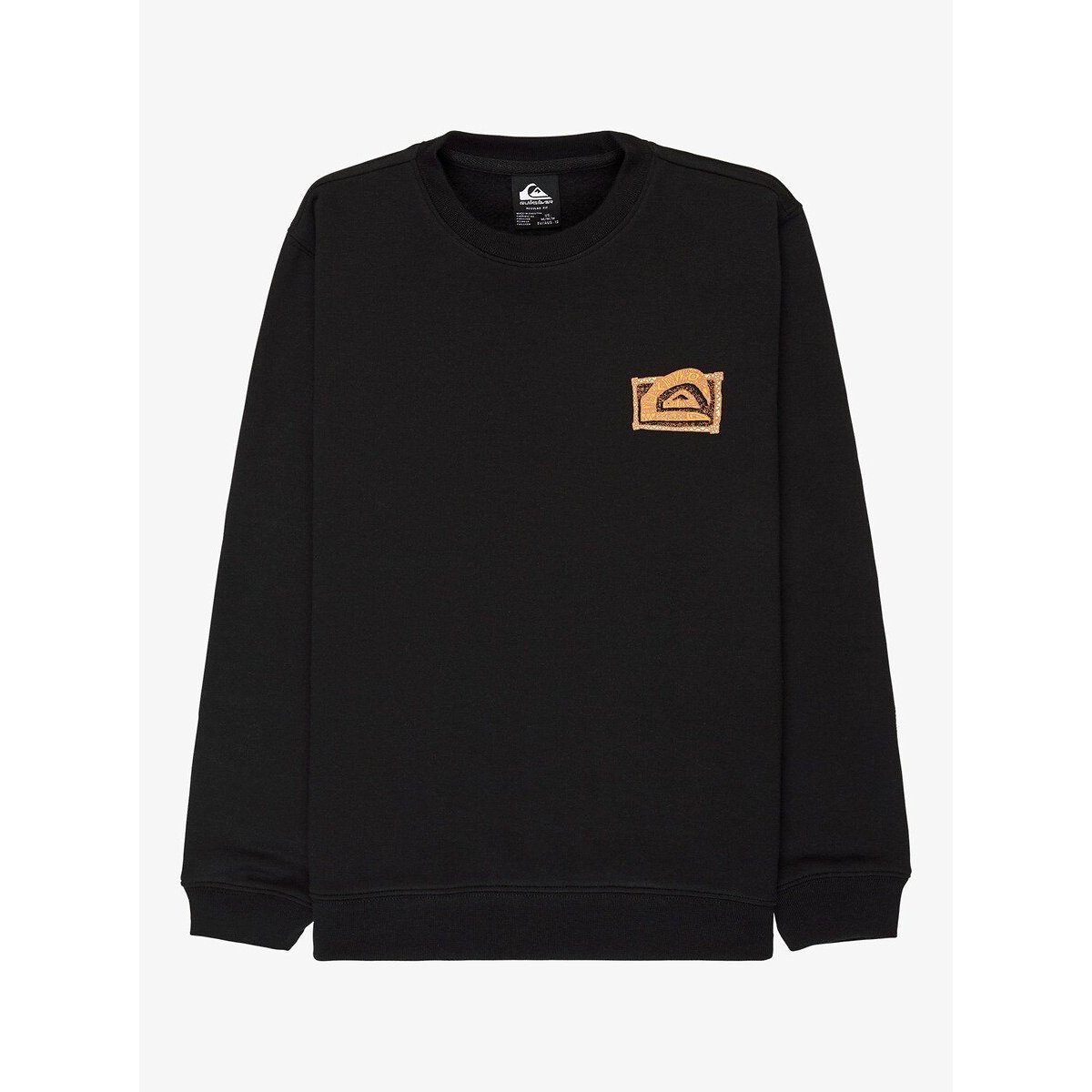 Sweat col rond, avec imprimé devant et dos, en molleton noir, QUIKSILVER