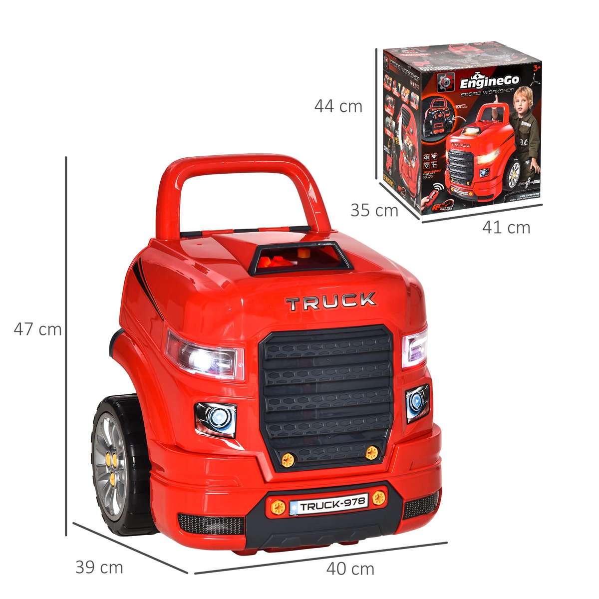 Atelier « Kids Engine » PP Rouge, Noir rouge, HOMCOM