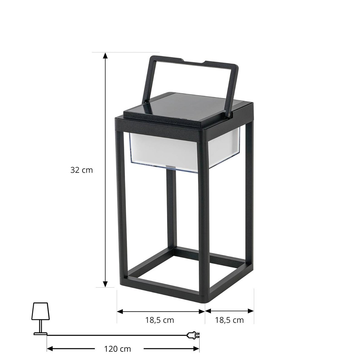 Lampe solaire en aluminium moderneLED noir sable, blanc, LUCANDE