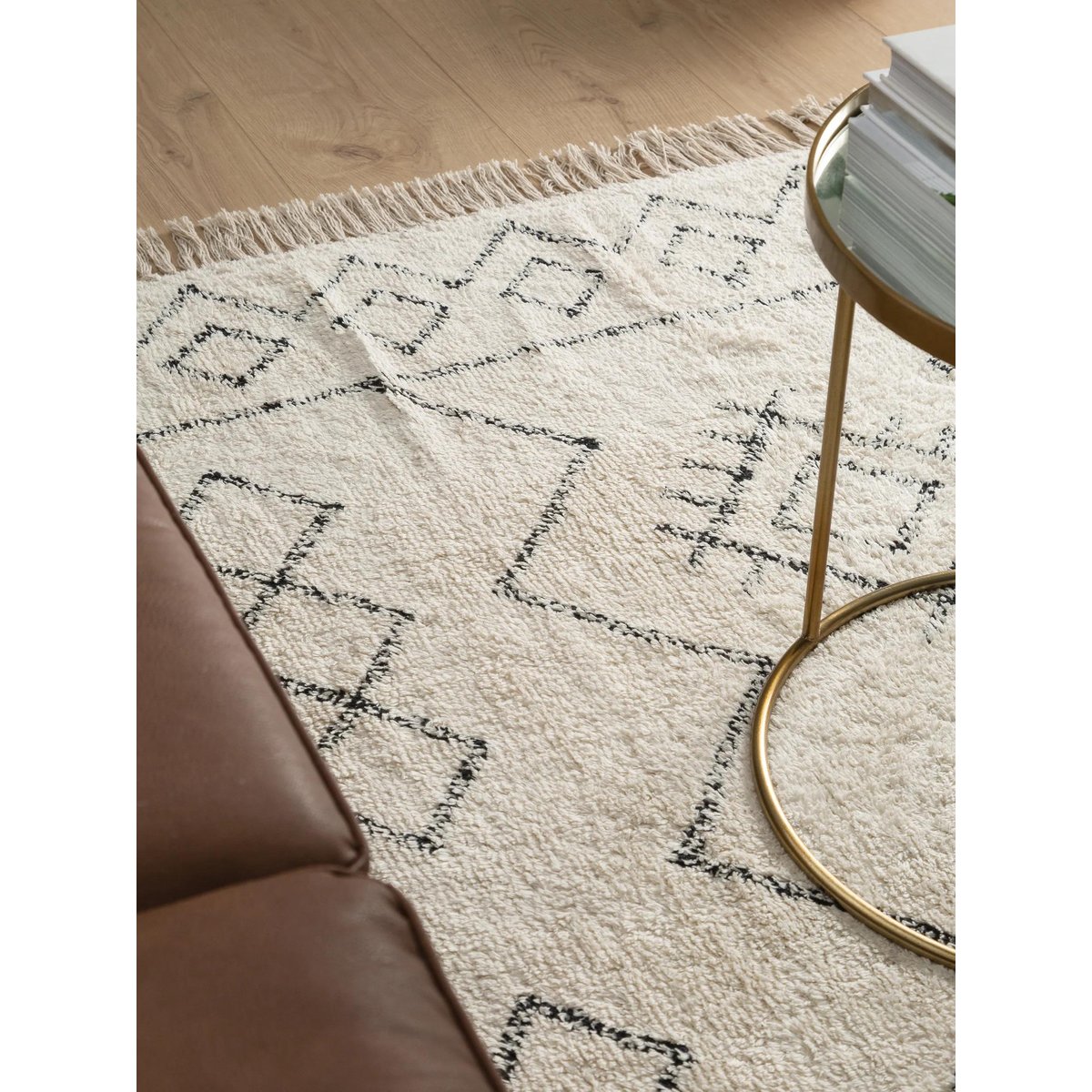 Tapis lavables en coton tufté main NAOMI crème, BENUTA