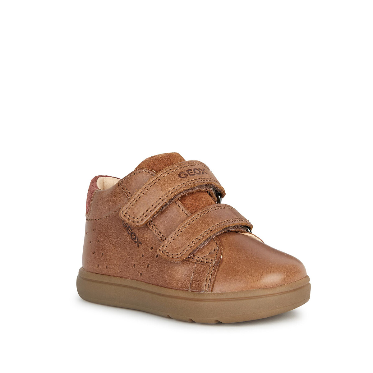Kids Biglia Trainers with Touch 'n' Close Fastening in Leather/Suede cognac, GEOX