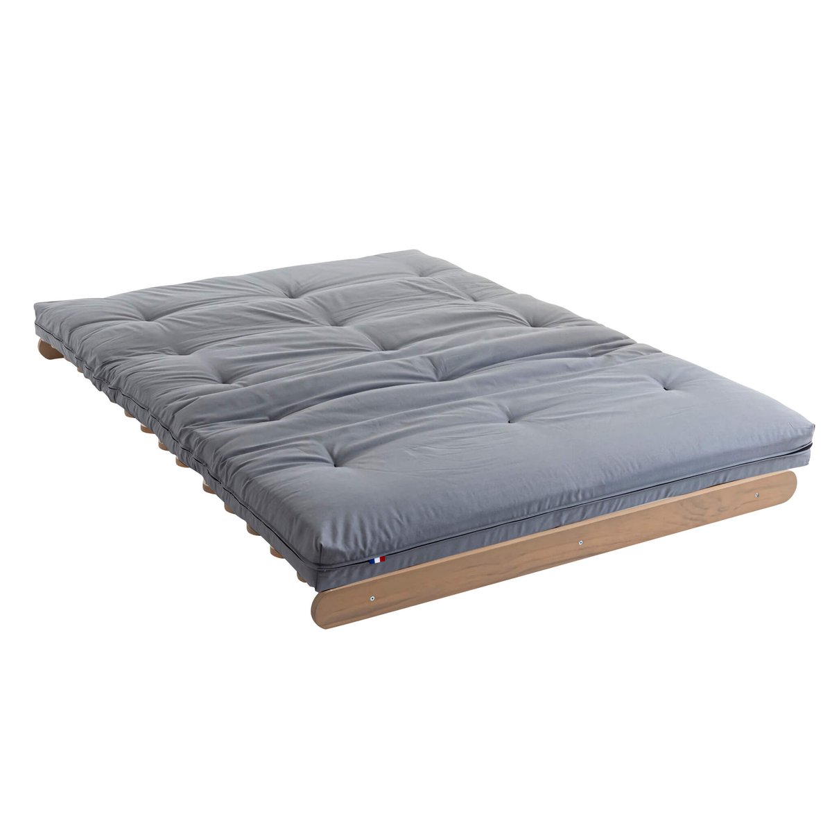 Futon coton + mousse mémoire anti-taches gris, TERRE DE NUIT