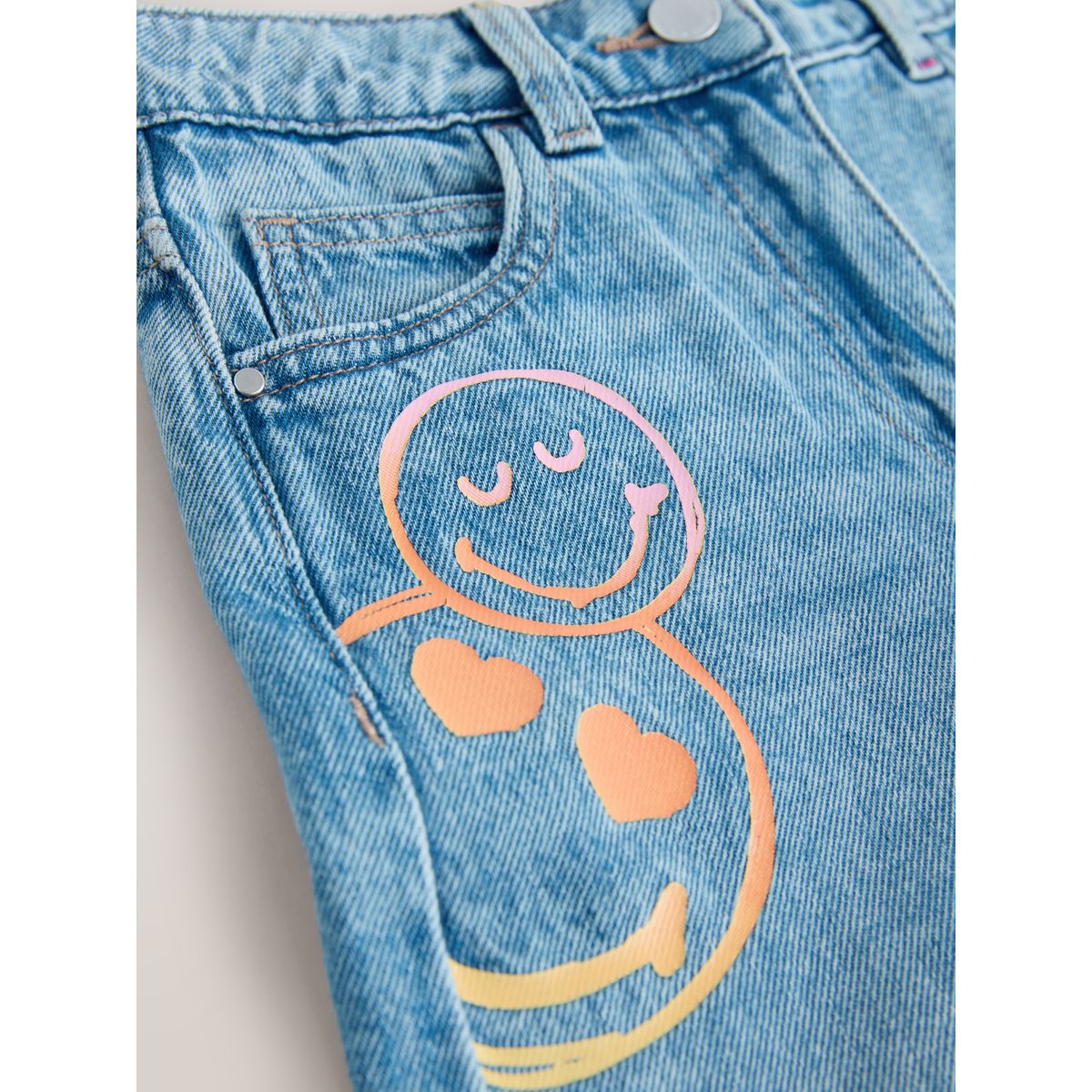 Jean large imprimé smileyworld® bleu moyen, NEXT