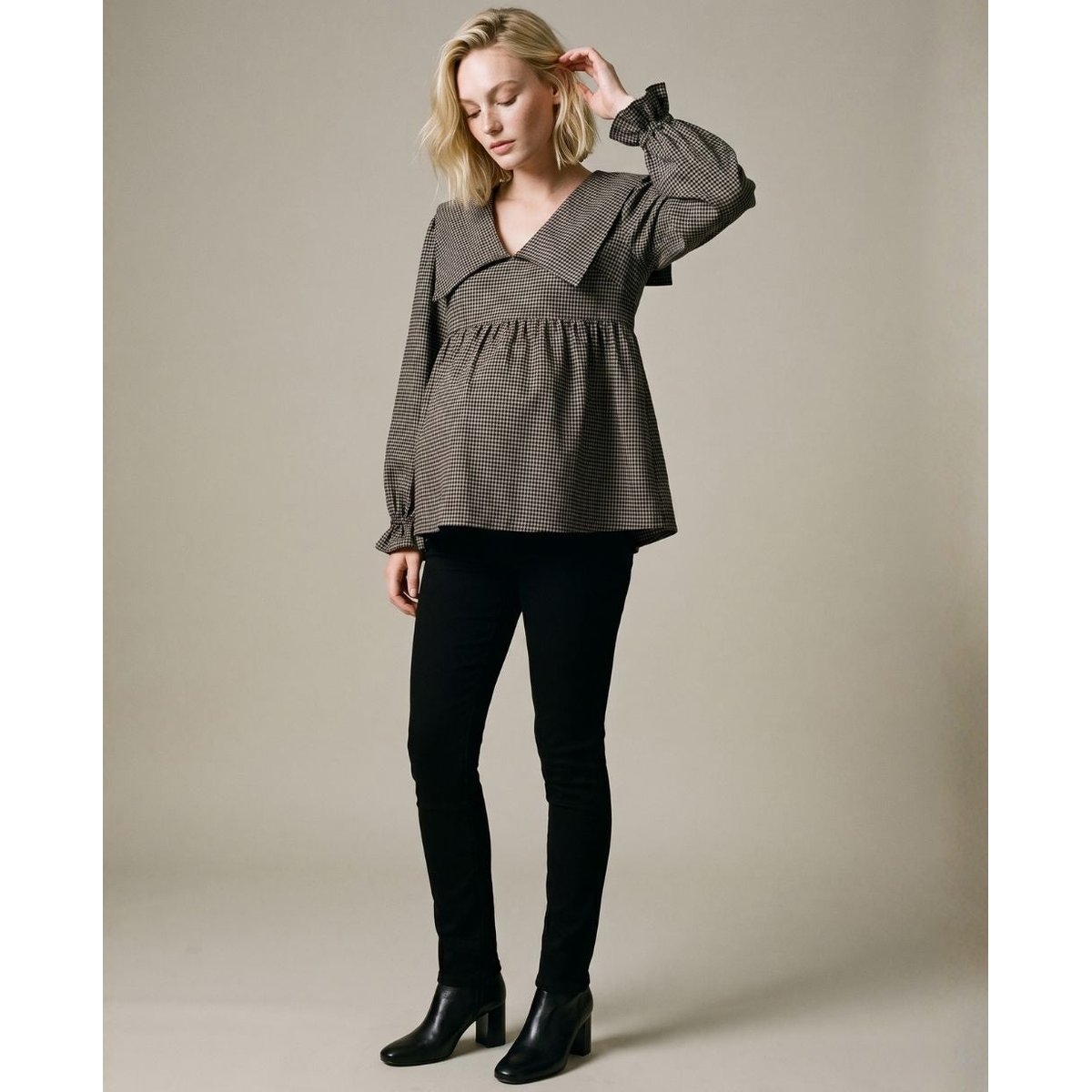 Blouse de grossesse et d'allaitement Amandine beige/noir, CACHE COEUR