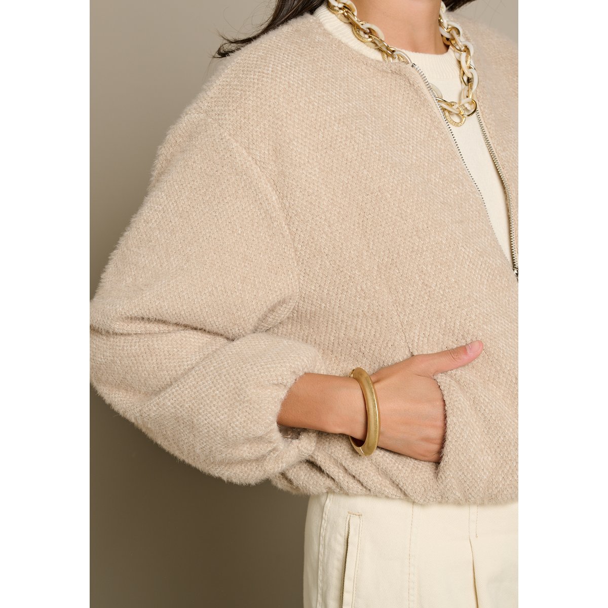 Veste douce ballon lt beige, LOLALIZA
