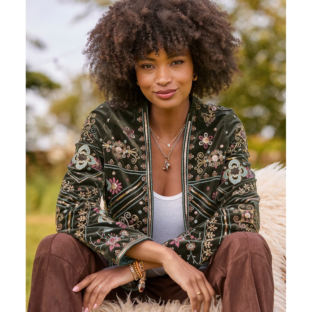 Veste Ouverte Brodée Boutique Bella gris, JOE BROWNS