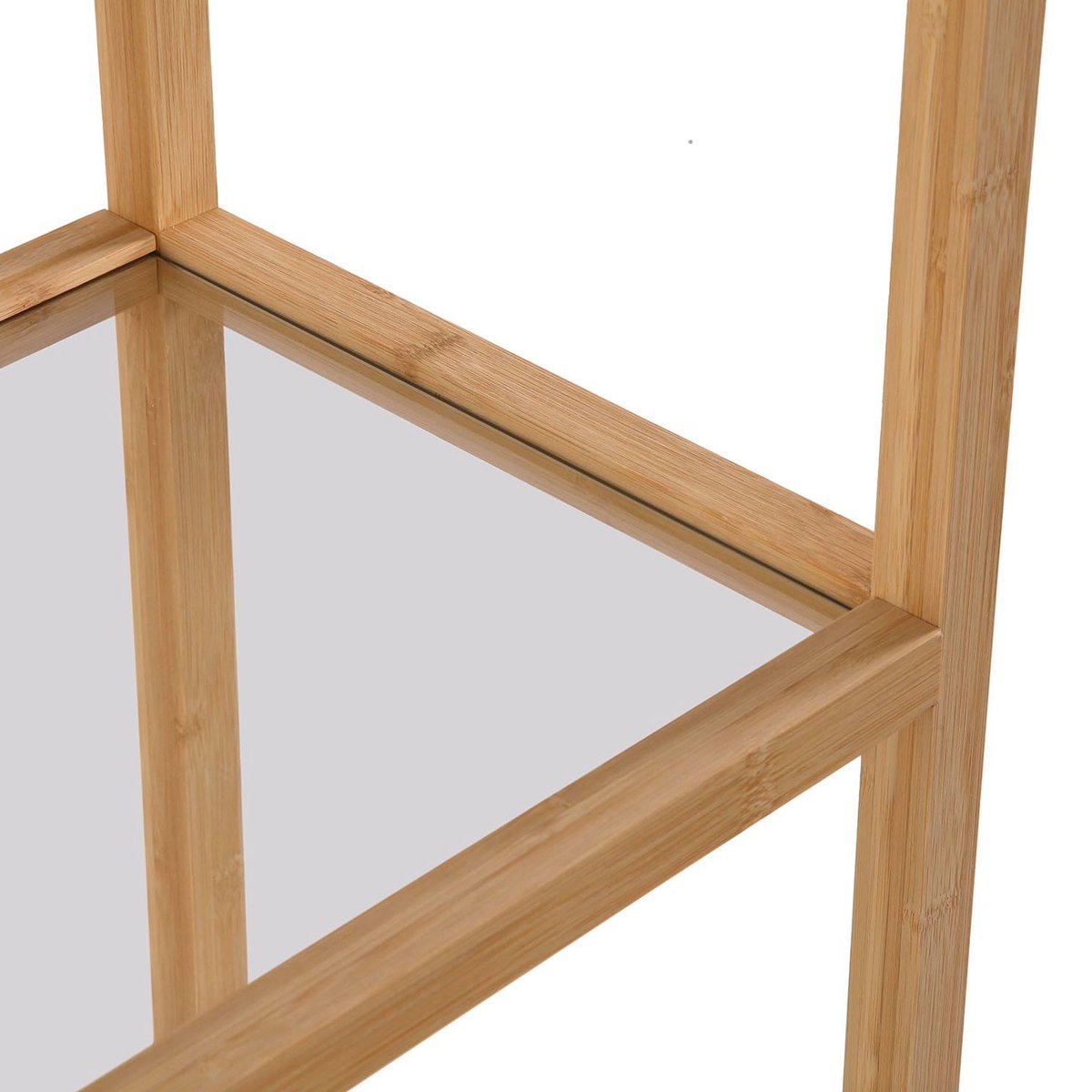 Étagère design bambou et verre 77x34x145.5cm bois, VERSA