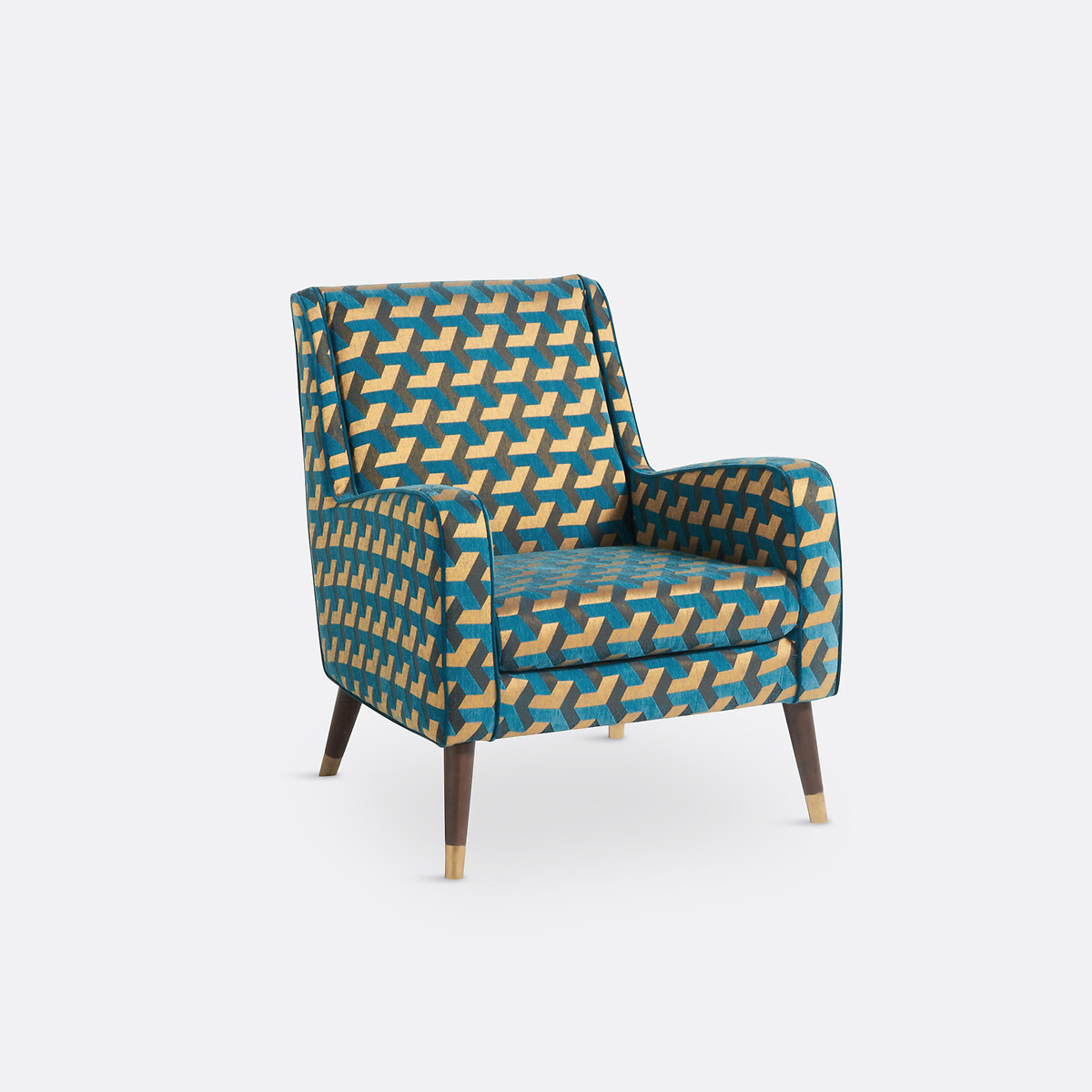 Fauteuil, en velours, (Y) motif bleu/jaune, LA REDOUTE INTERIEURS