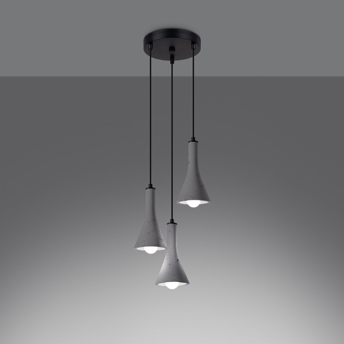 Suspension Béton Gris E14 3 Rea gris, EDEN