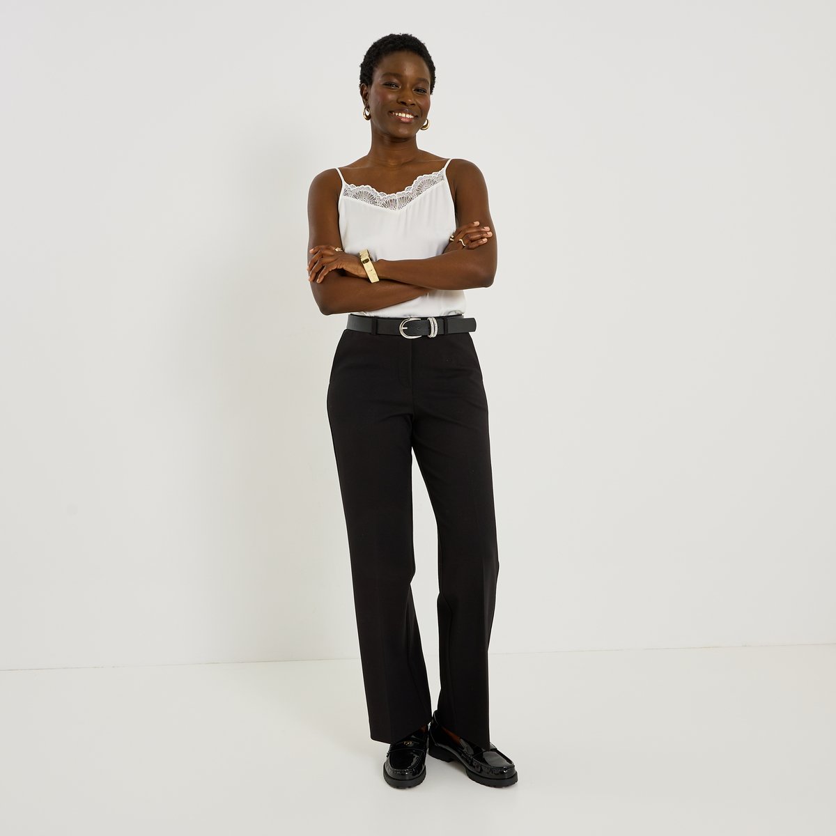 Pantalon palazzo coupe droite noir, GRAIN DE MALICE