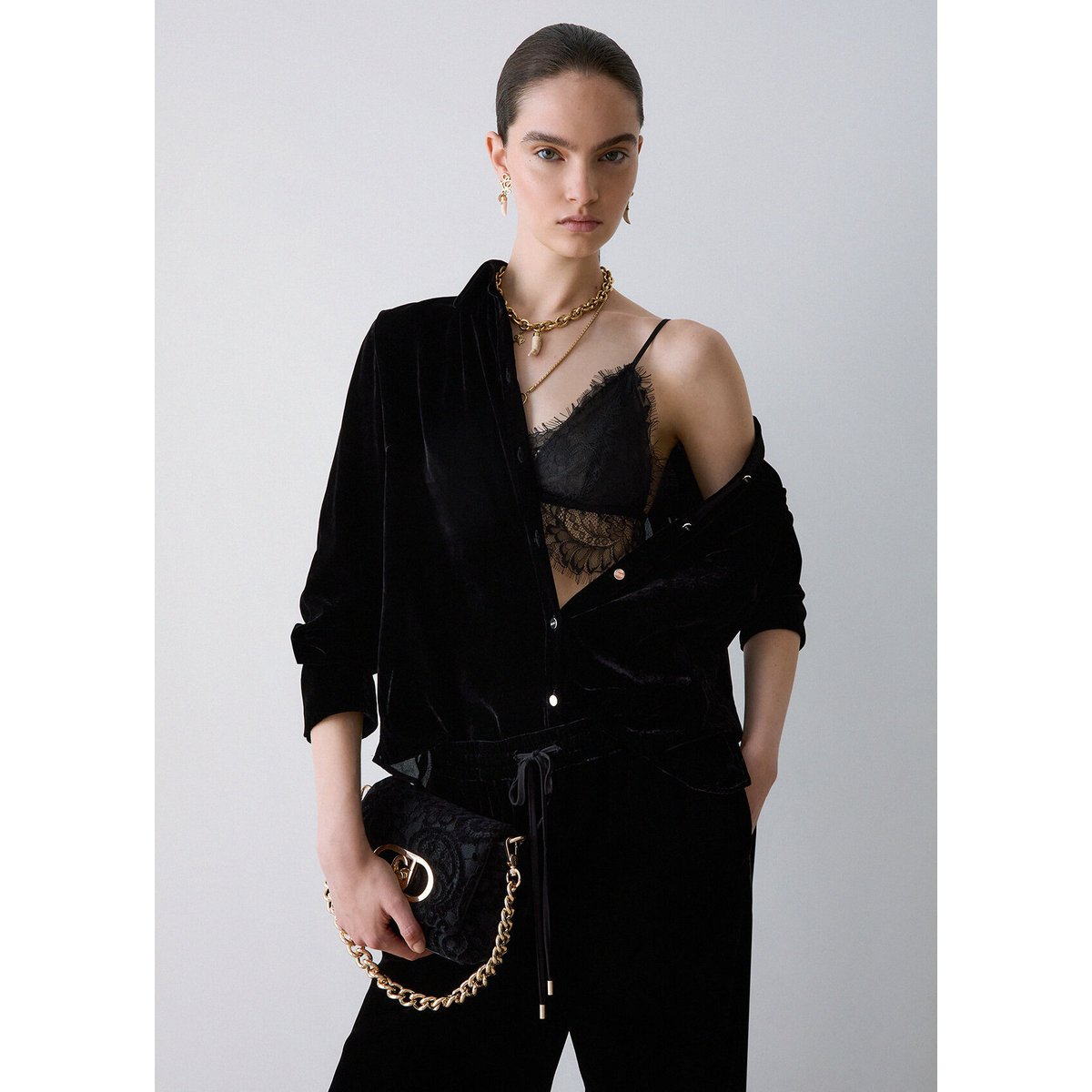 Chemise en velours noir, LIU JO