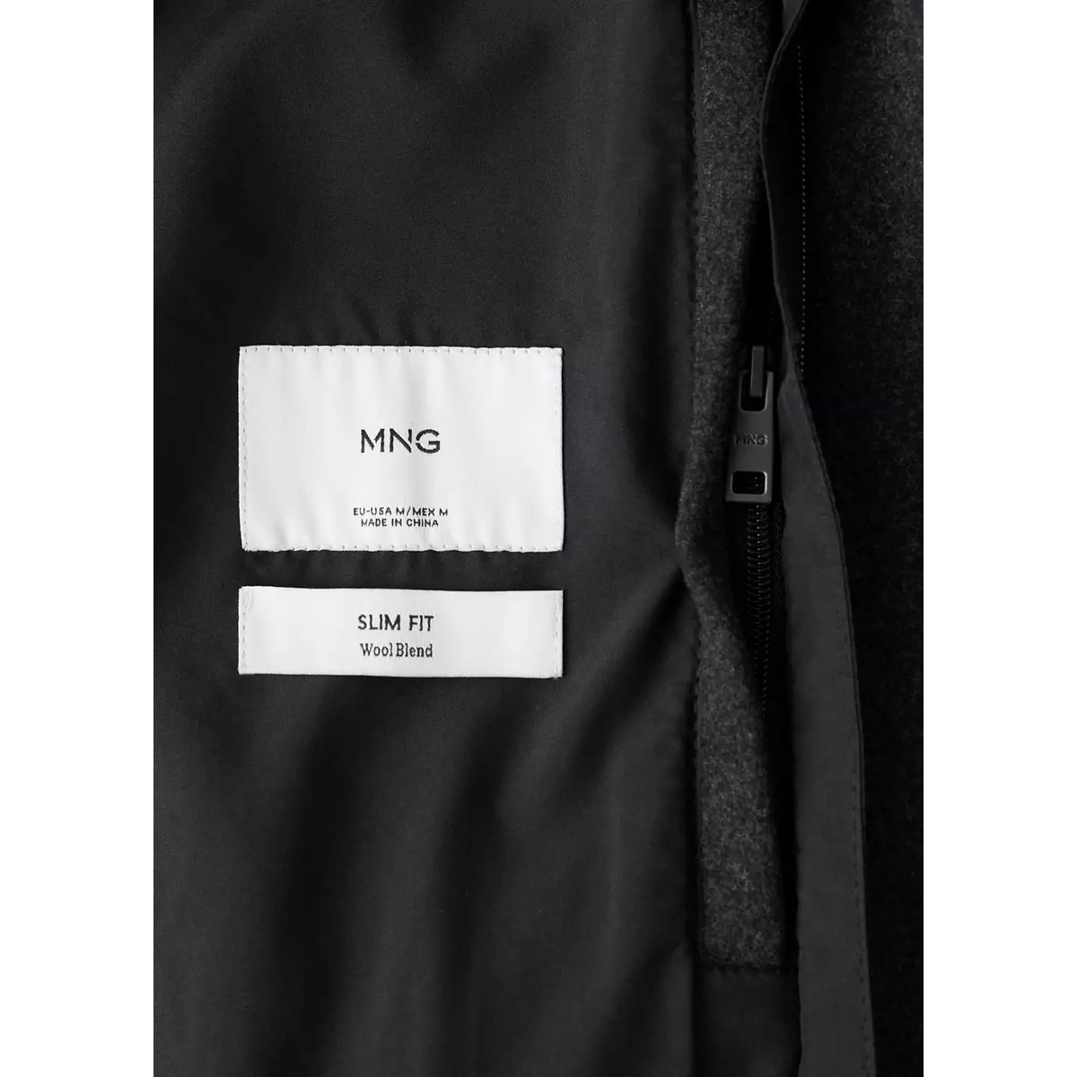 Manteau laine col intérieur amovible gris chiné foncé, MANGO MAN