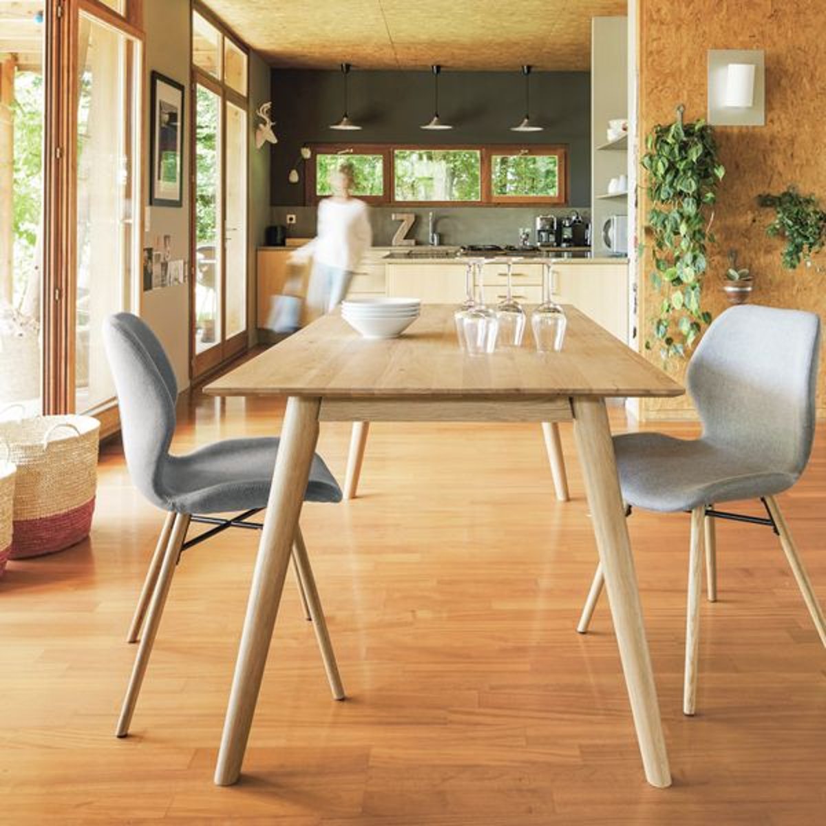 Table repas, allonge optionnelle naturel clair, ZAGO