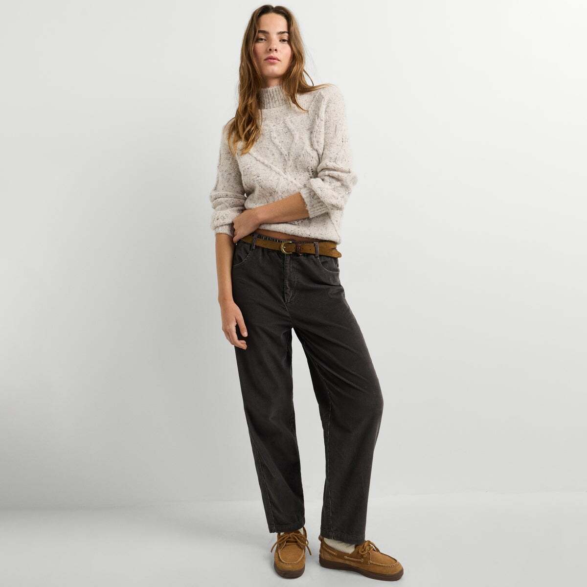 Pantalon Coupe Droite En Velours Côtelé gris, PEPE JEANS