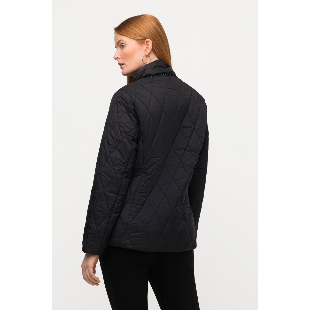 Veste matelassée, bordure en perles, col en V noir, ULLA POPKEN