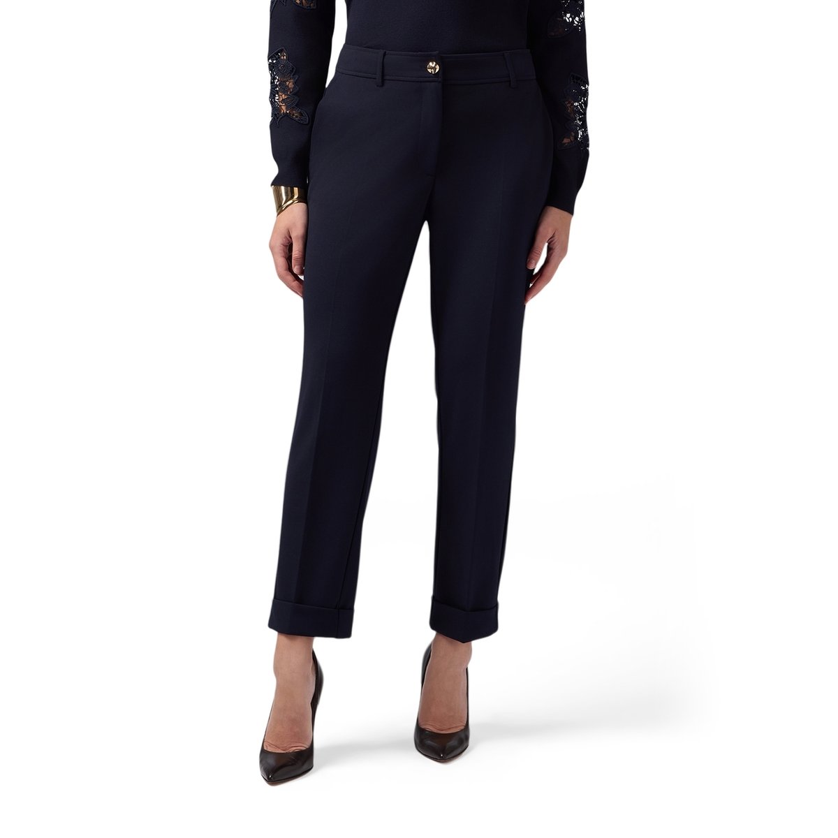 Pantalon Regular en crêpe scuba bleuet, OLTRE