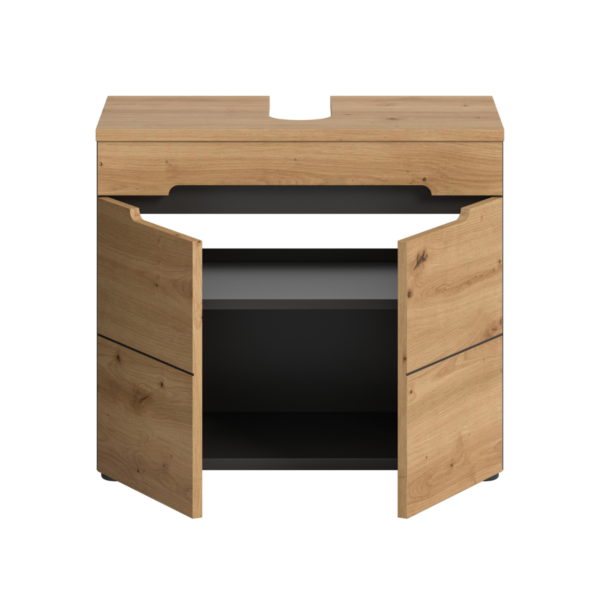 Meuble sous lavabo 2 portes ENO bois clair, CALICOSY