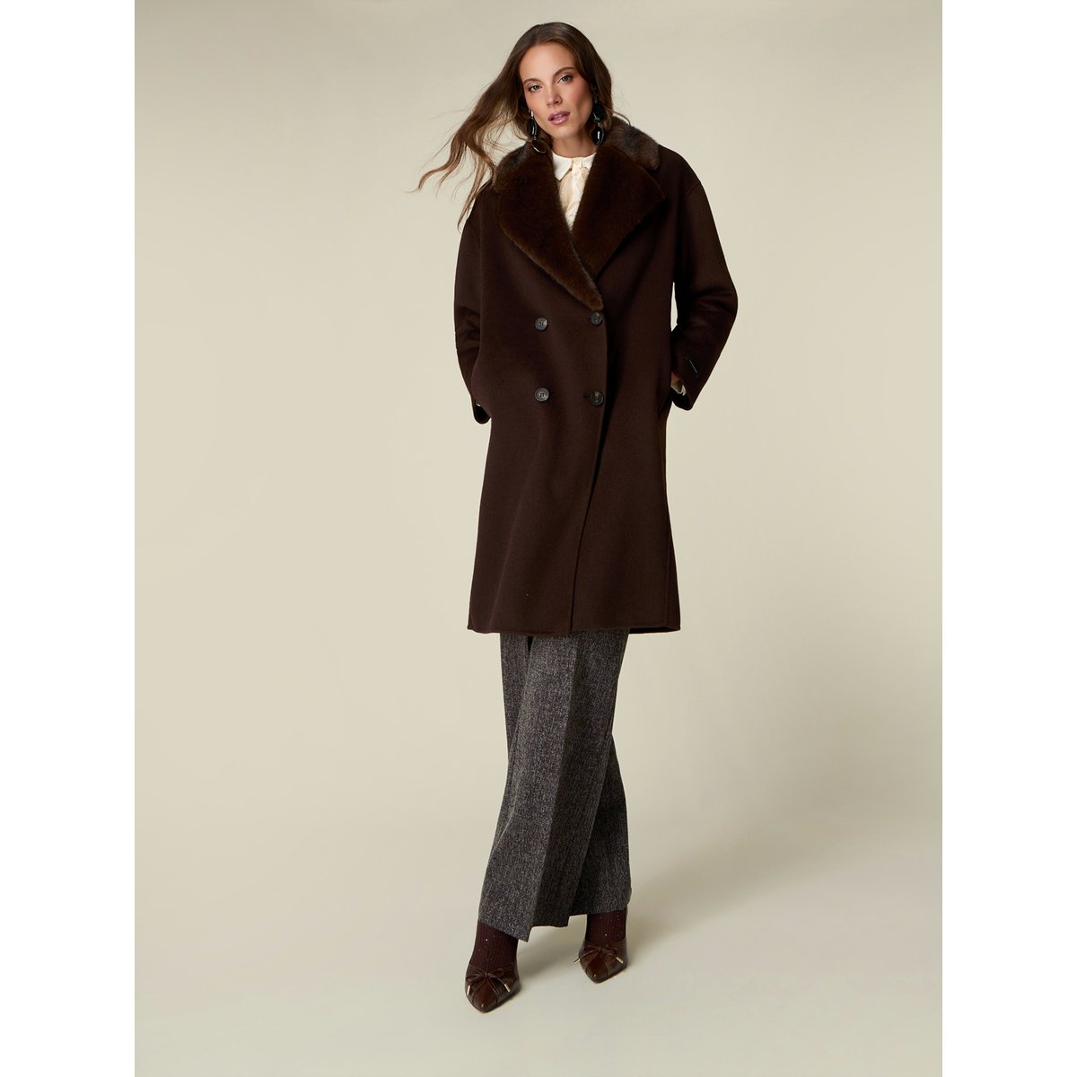 Manteau croisé marron, OLTRE