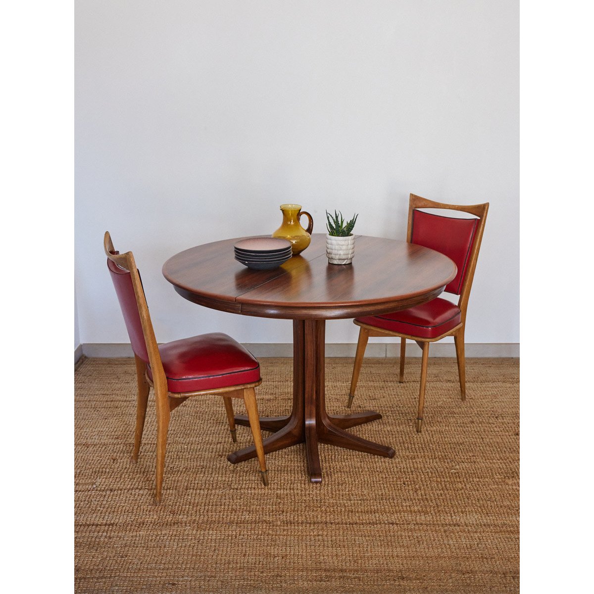 Table à manger en palissandre Karla N°1172 - Bon état bois foncé, DEBONGOUT