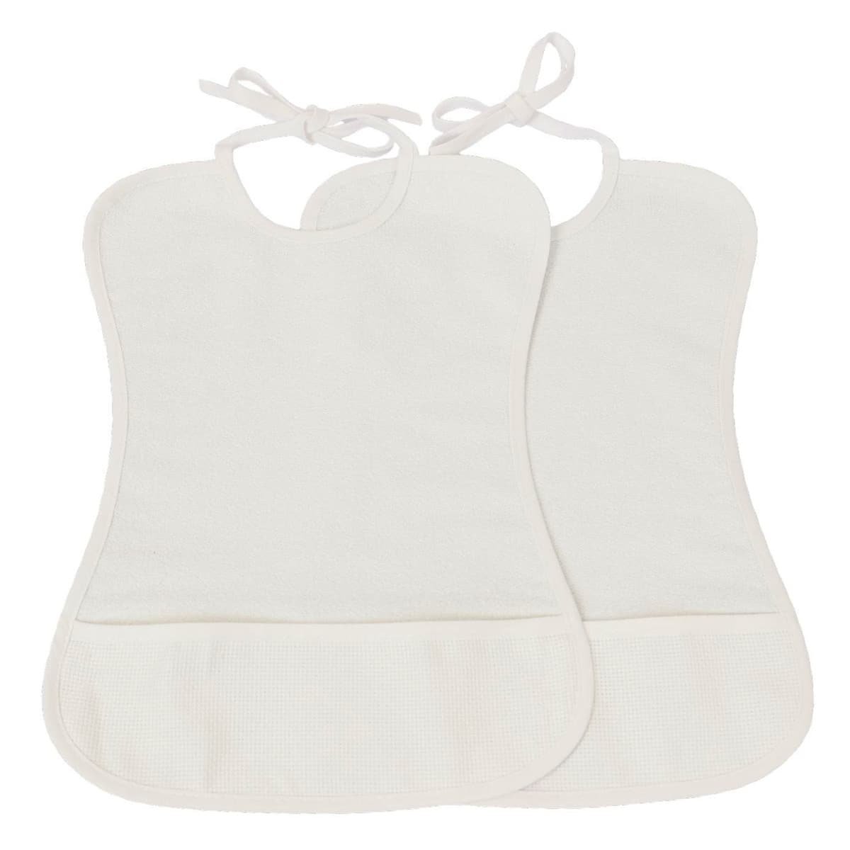 Lot de 2 bavoirs bébé imperméable point de croix BEBE blanc, LINANDELLE