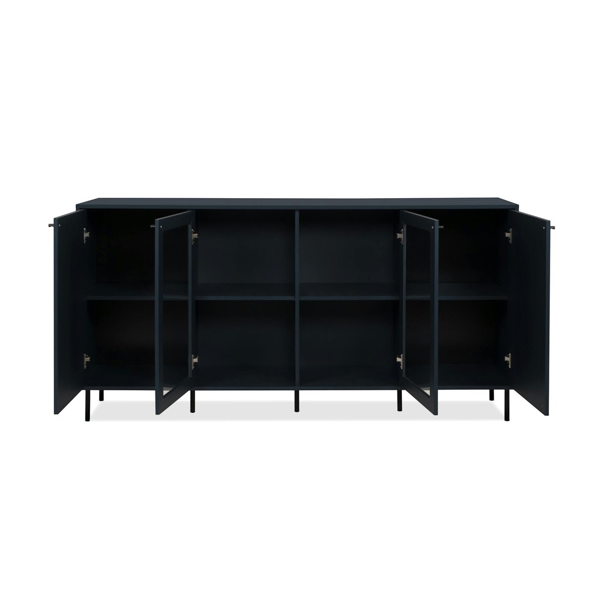 Buffet vitrine moderne bleu sombre 4 portes RAVEN bleu, PIER IMPORT
