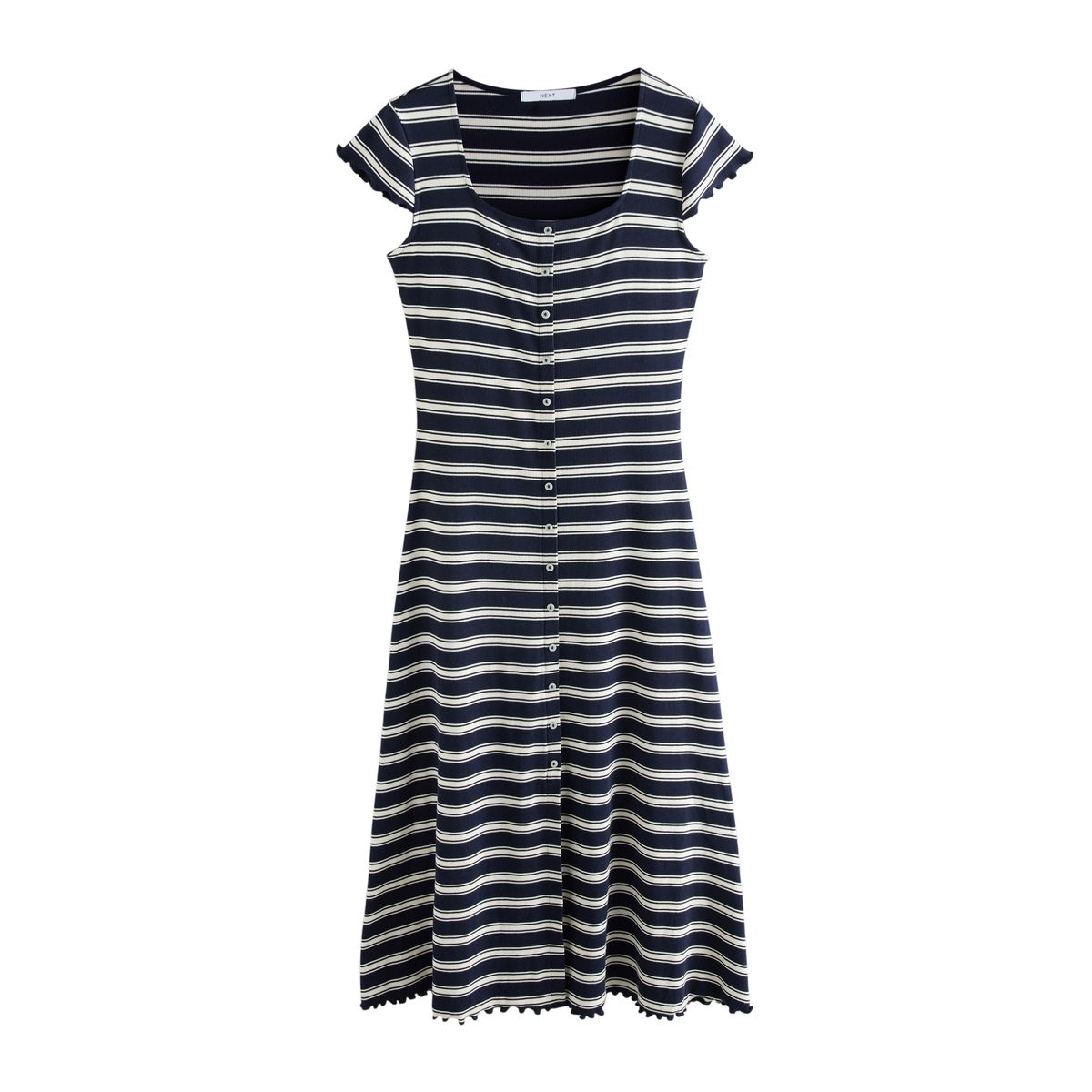 Robe longue en jersey à manches courtes rayures marine/noir, NEXT