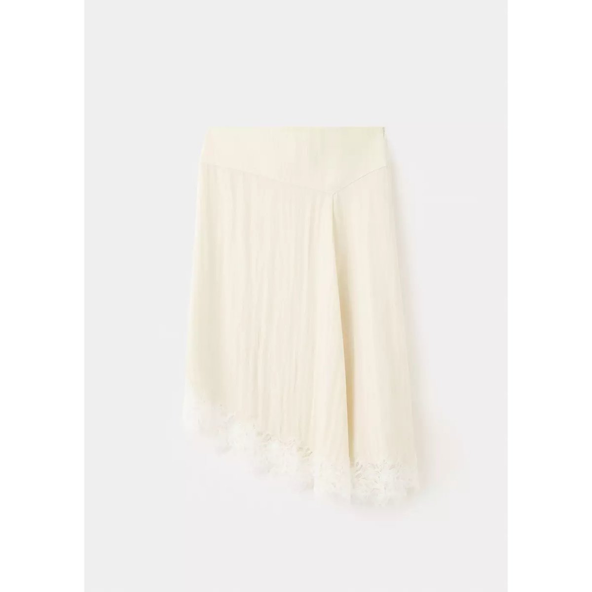 Jupe asymétrique avec détail dentelle écru, MANGO
