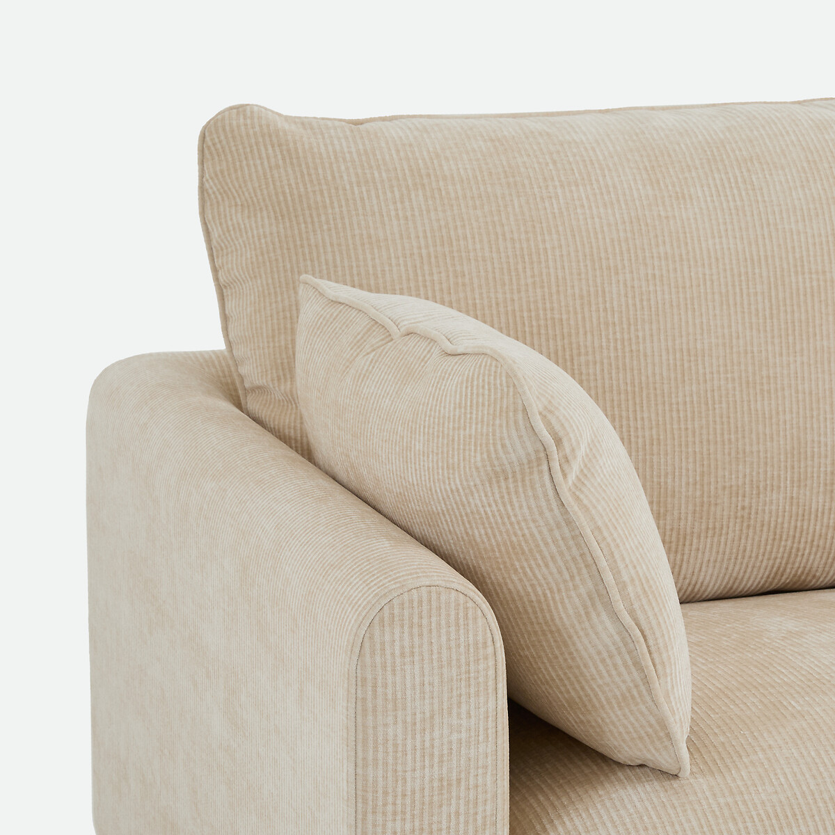 Canapé droit 2, 3, 4 ou 5 places, en velours côtelé gaufré, EMILIO beige, LA REDOUTE INTERIEURS