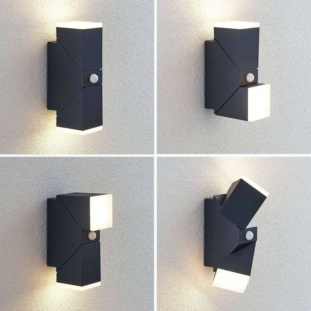 Applique extérieure en aluminium moderneLED anthracite, blanc satiné, LINDBY