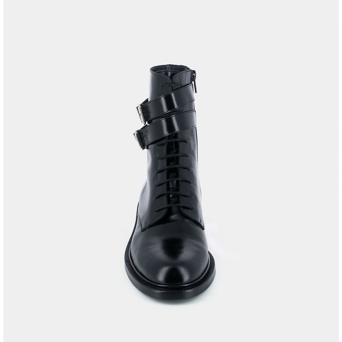 Boots à lacets et boucle Dezibre, cuir noir, JONAK