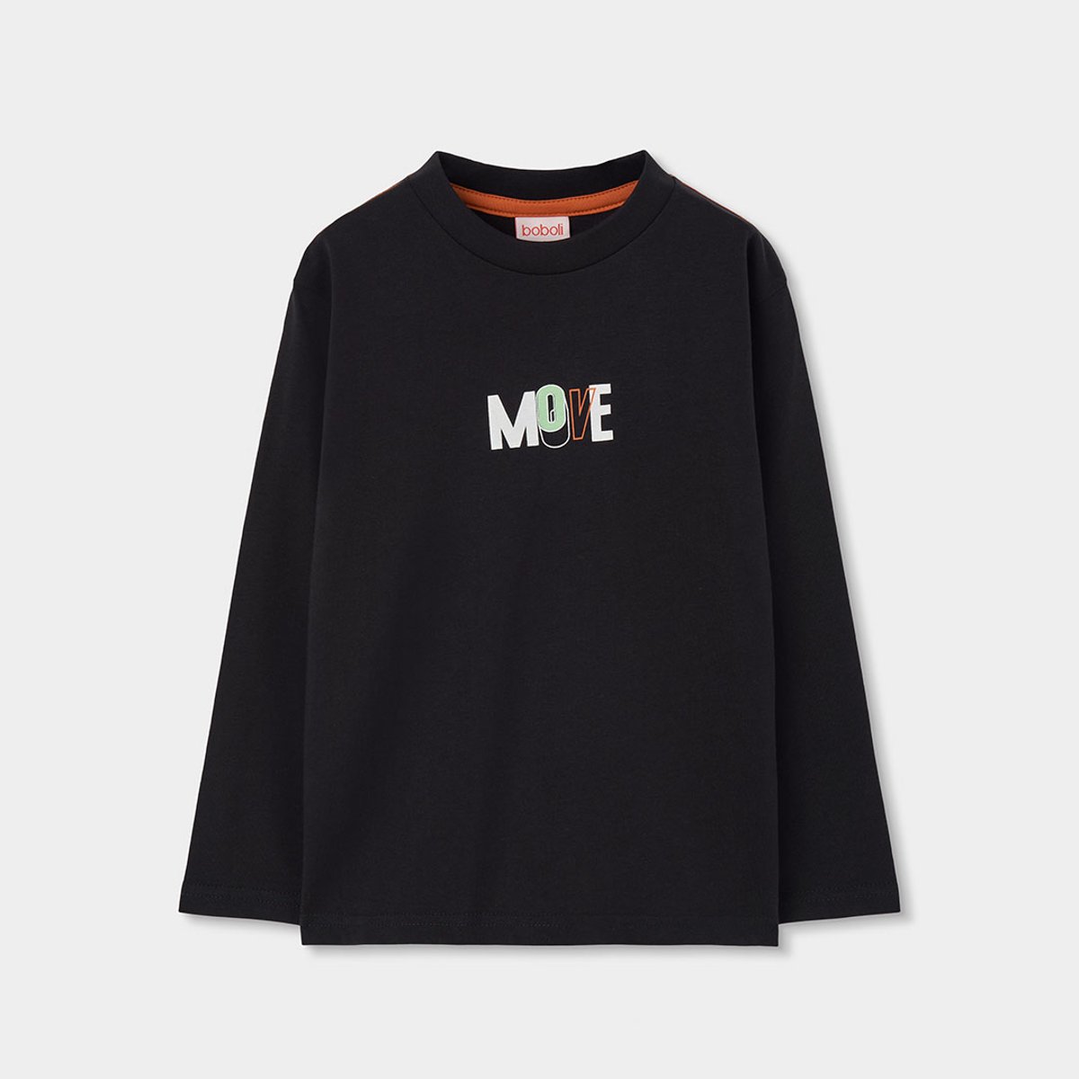 T-shirt garçon en maille imprimé Move noir, BOBOLI