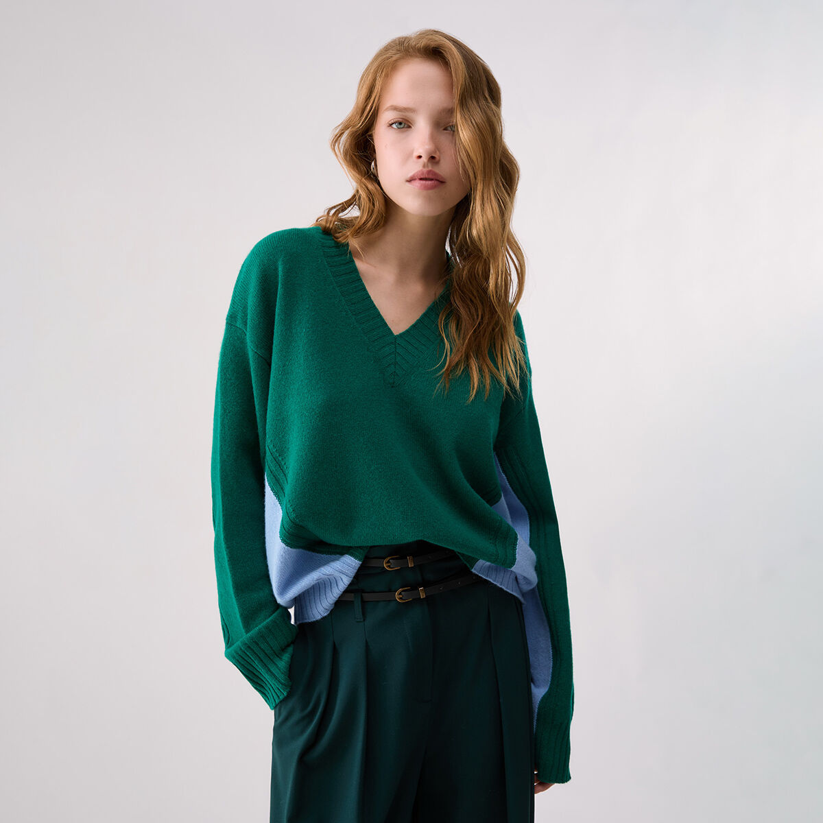 Maille color block en laine vert, LIU JO