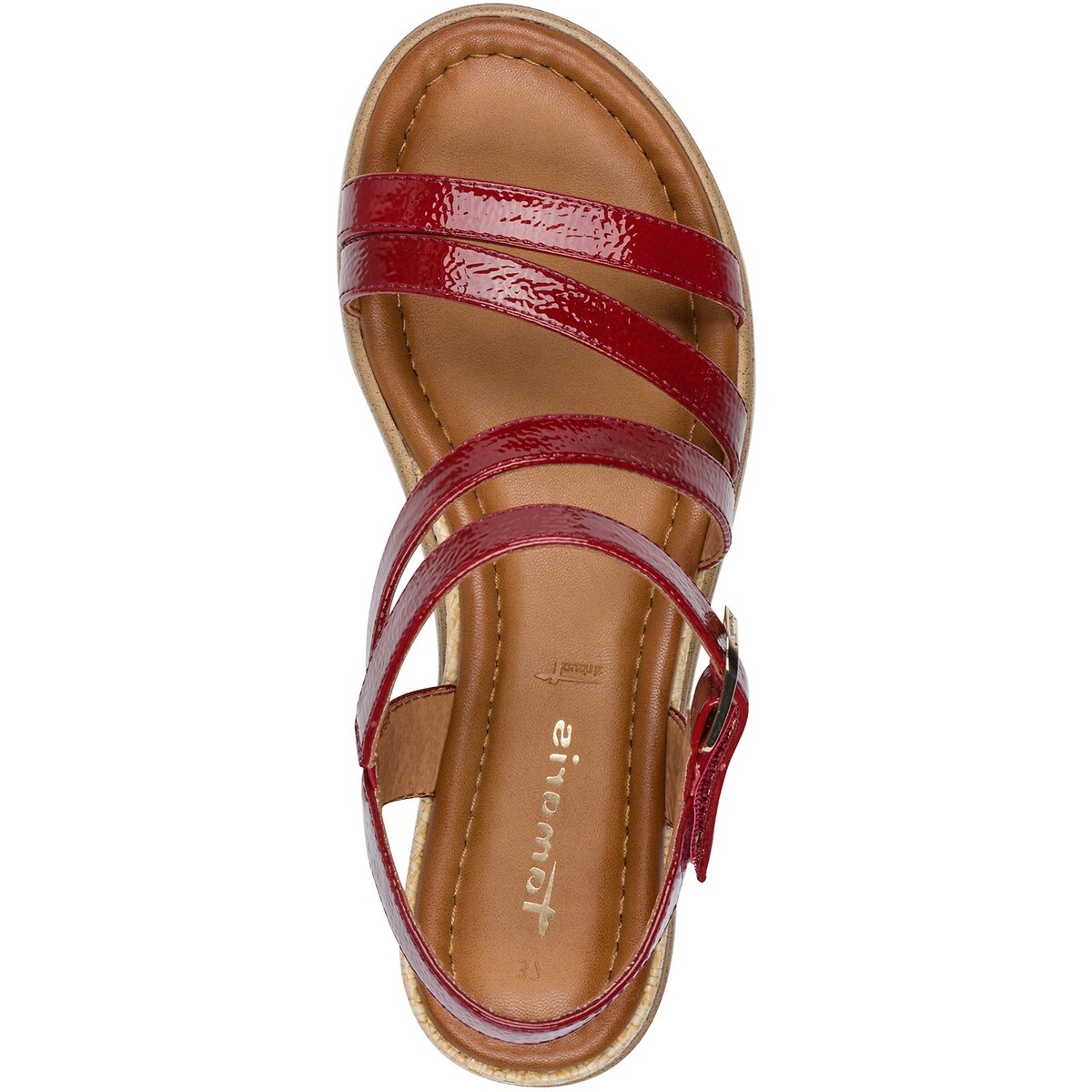 Sandalen met sleehak gelakt rood, TAMARIS