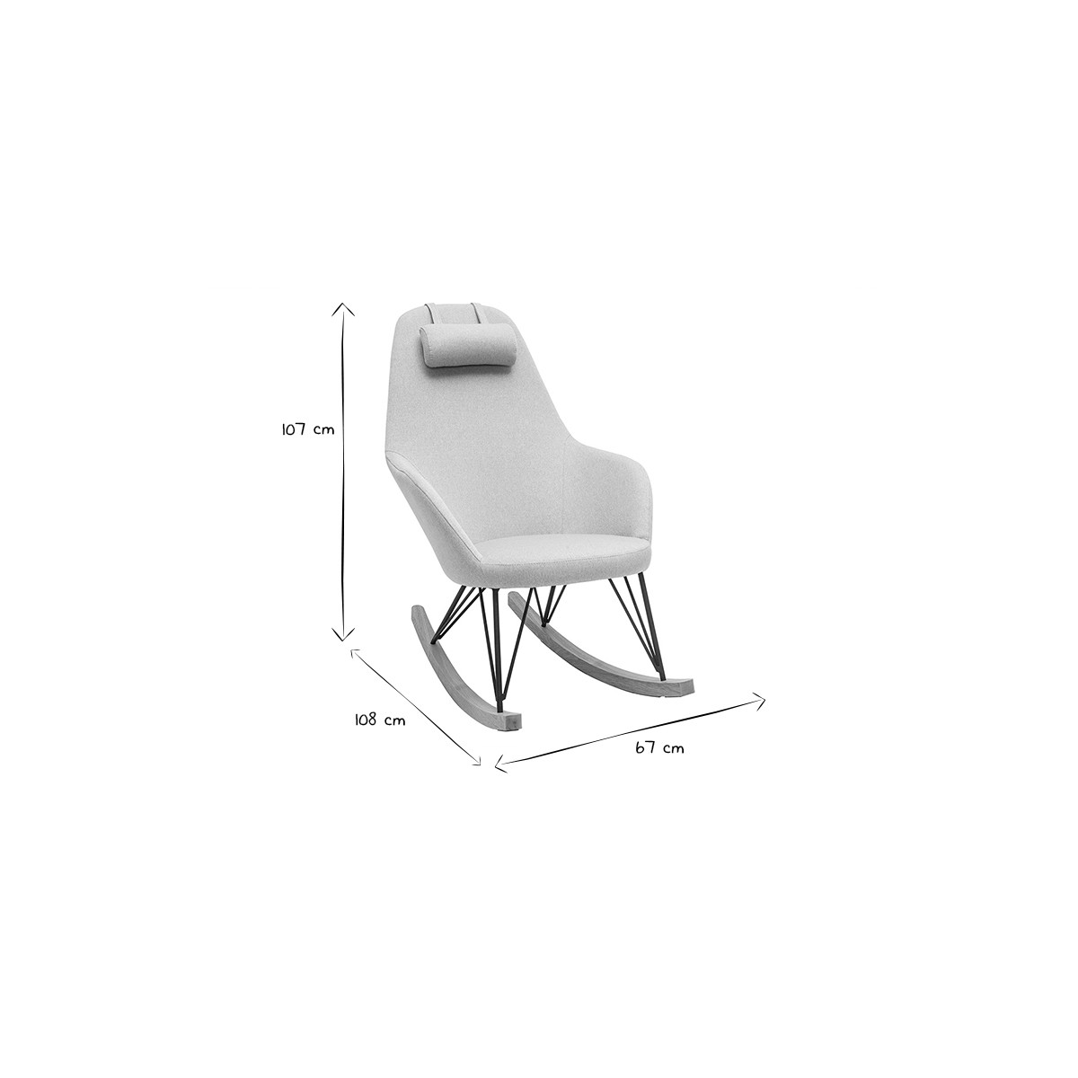 Rocking chair scandinave JHENE gris clair, MILIBOO