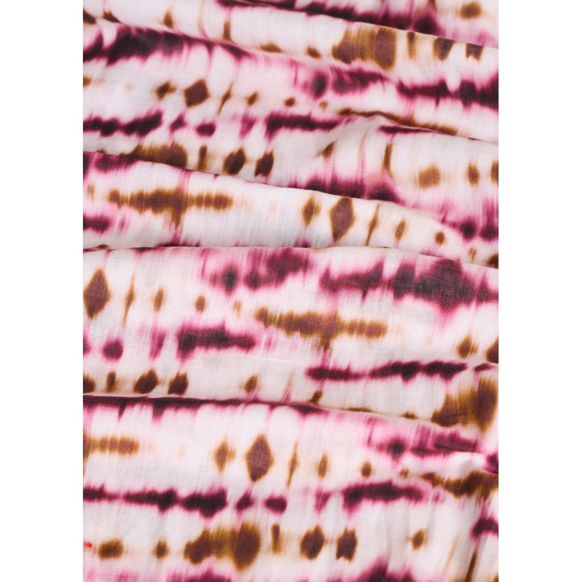 Foulard coton imprimé tie & dye ecru/burgundy, LA FEE MARABOUTEE