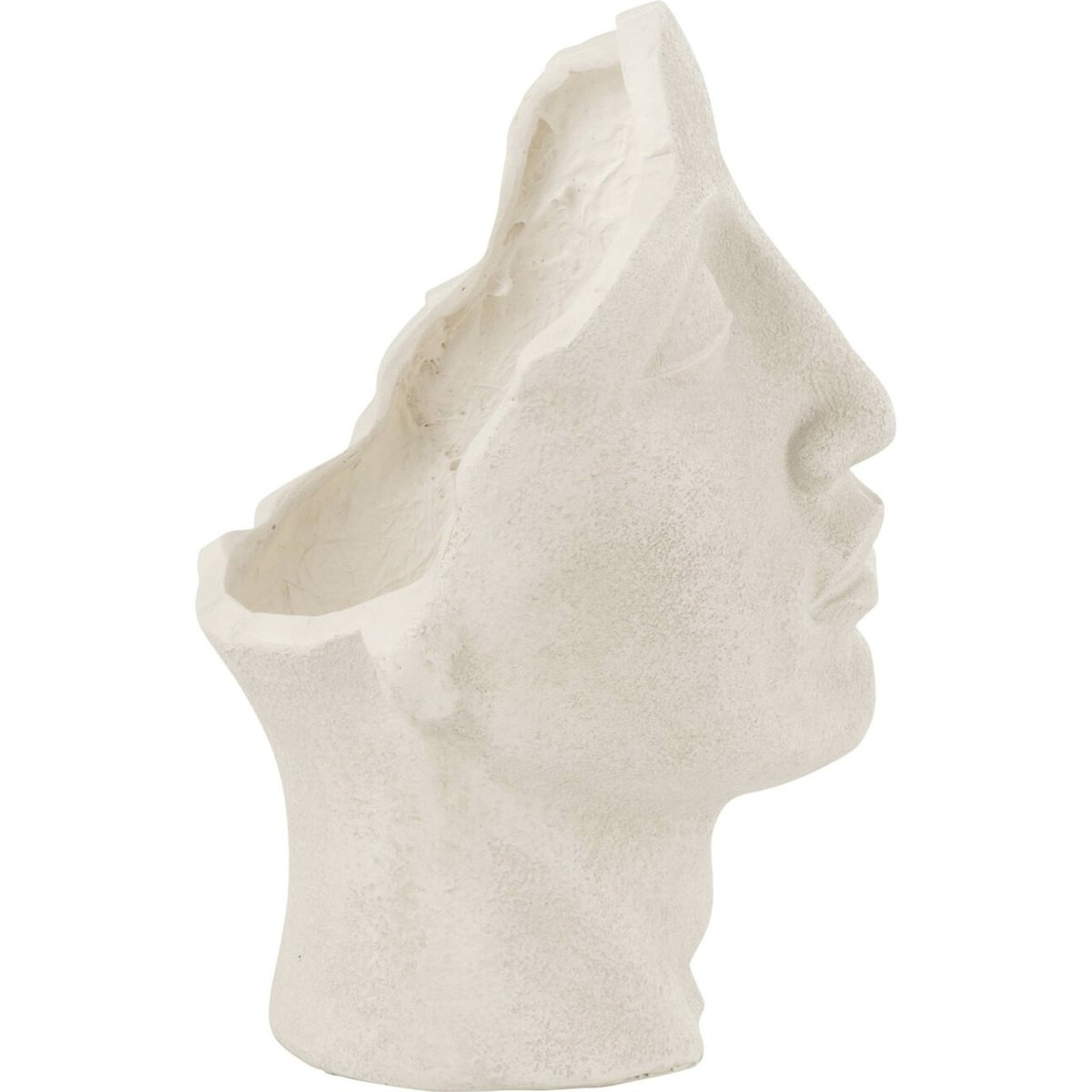 Cache-pot visage en poterie blanc, RECOLLECTION