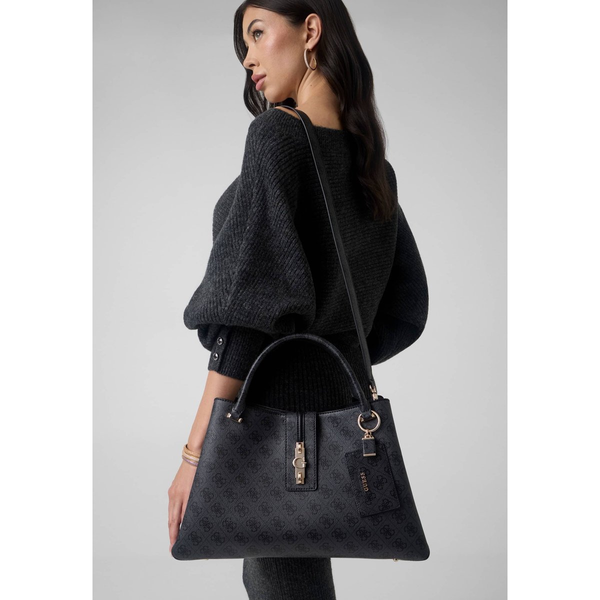 Sac Tote Avec Logo Yvonne gris, GUESS