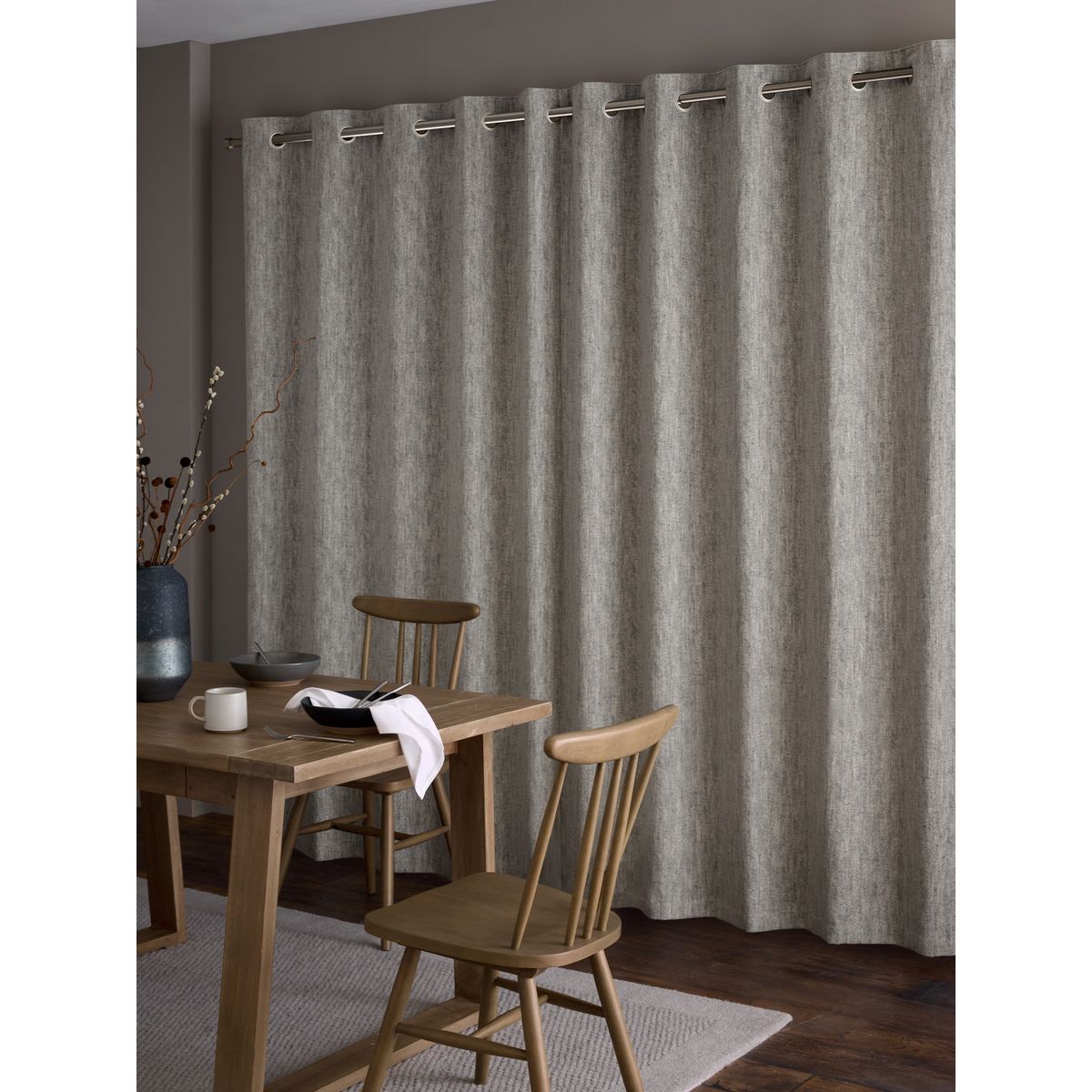 Rideaux confortables à œillets et chevrons gris, NEXT