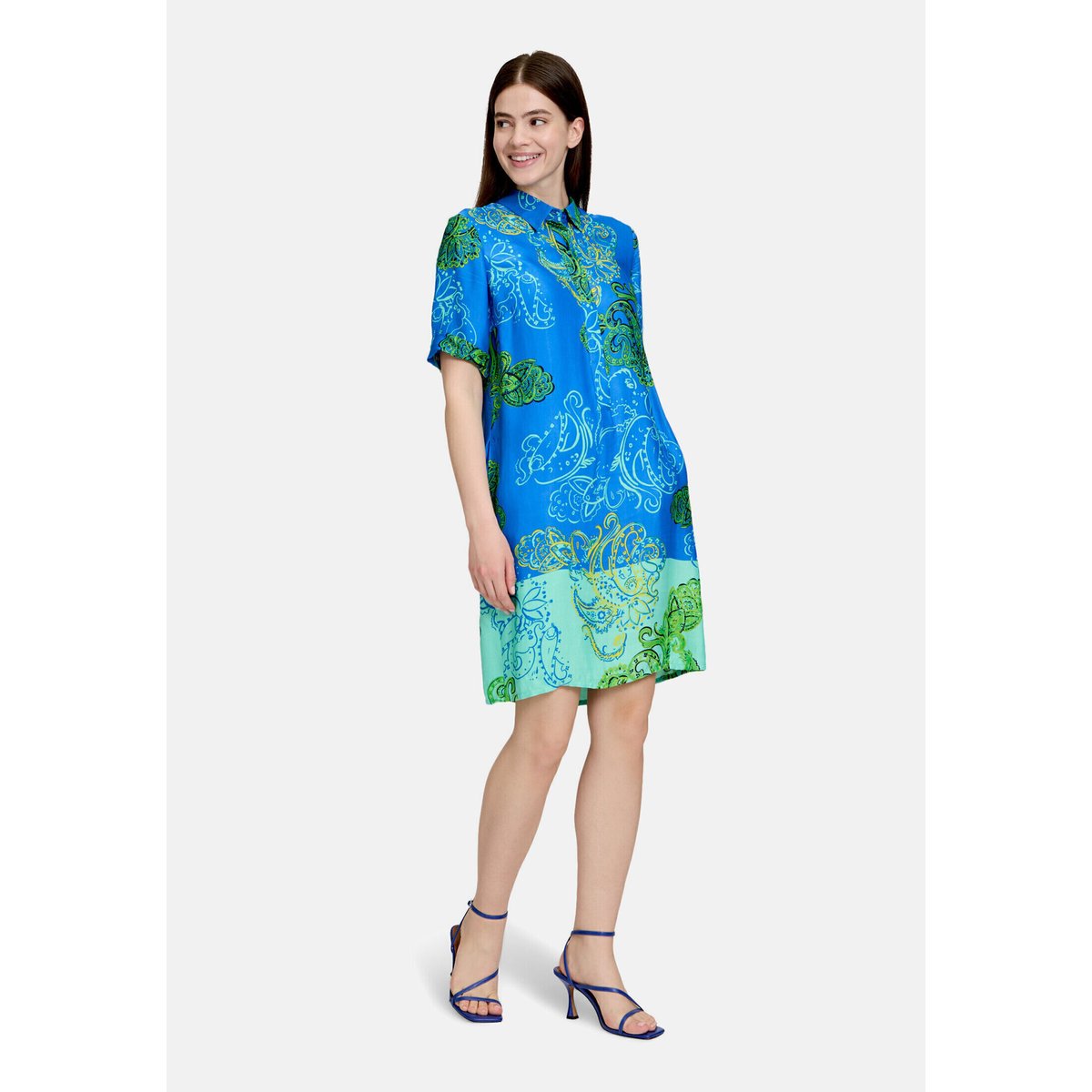 Robe-chemisier à patte de boutonnage green/blue, BETTY BARCLAY