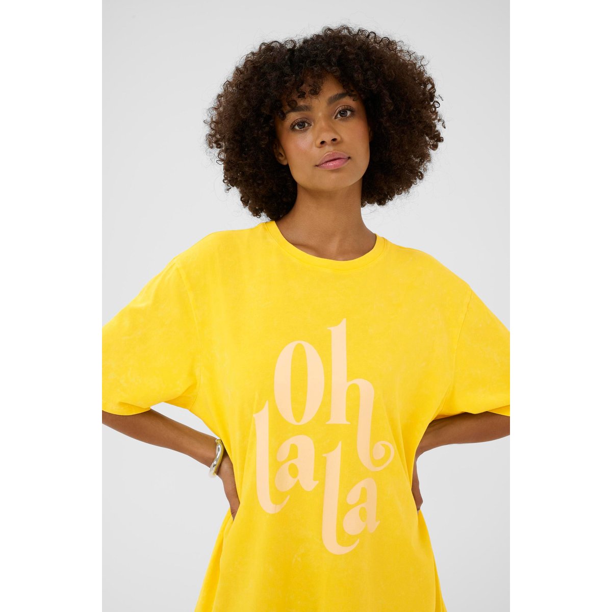 T-shirt à manches courtes jaune lemon meringue wash, CULTURE
