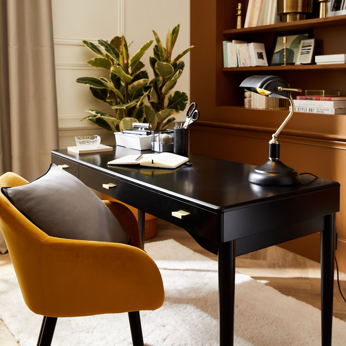 Lampe de bureau en verre et métal, ANITA noir, INSPIRE