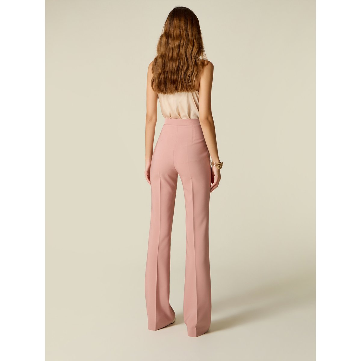 Pantalon flare taille haute rose, OLTRE