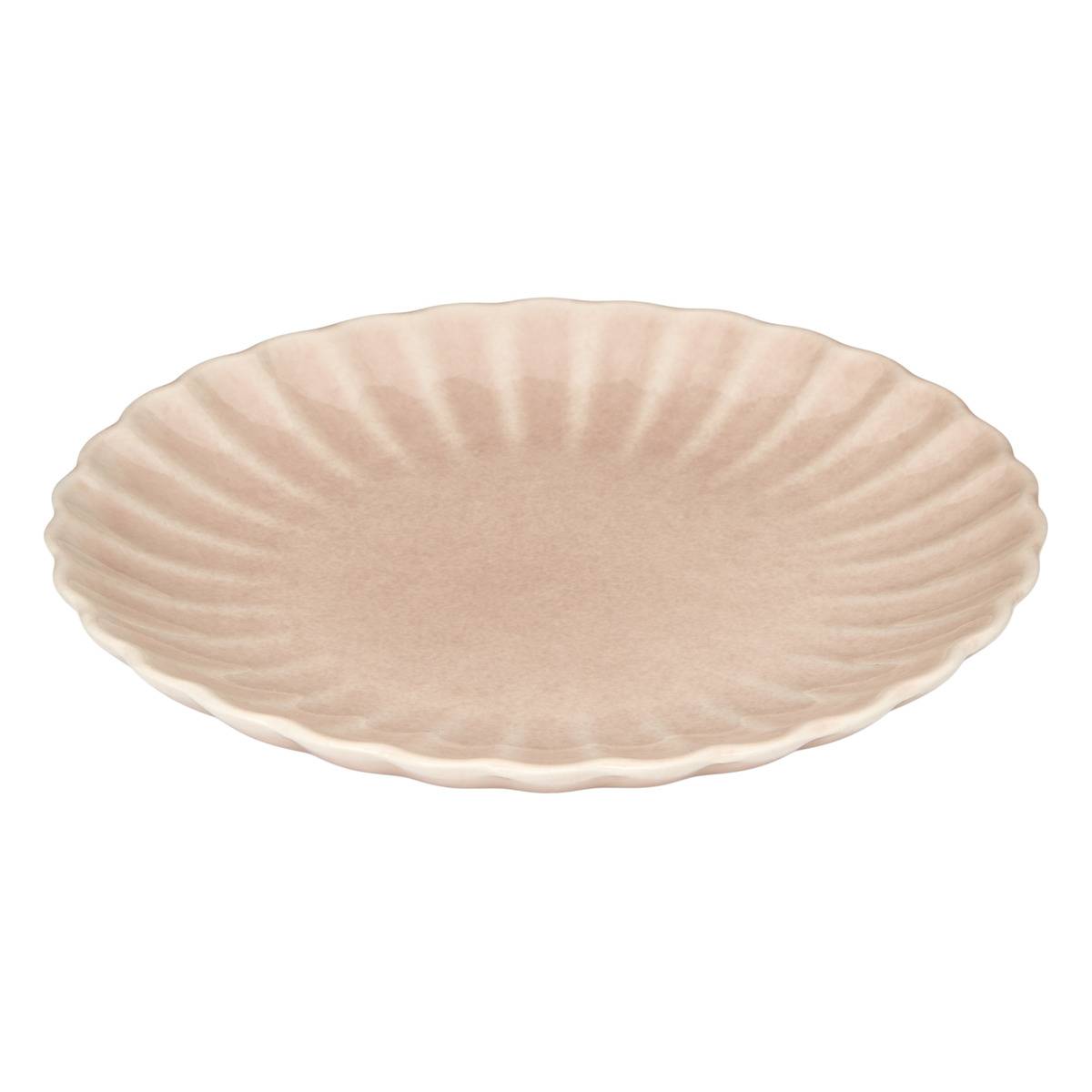 Lot de 4 assiettes dessert ronde en grès ROMY rose, ATMOSPHERA