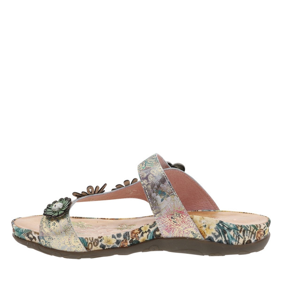 Mules en cuir beiges à semelle plat avec un soufflets élastiqués beige, LAURA VITA