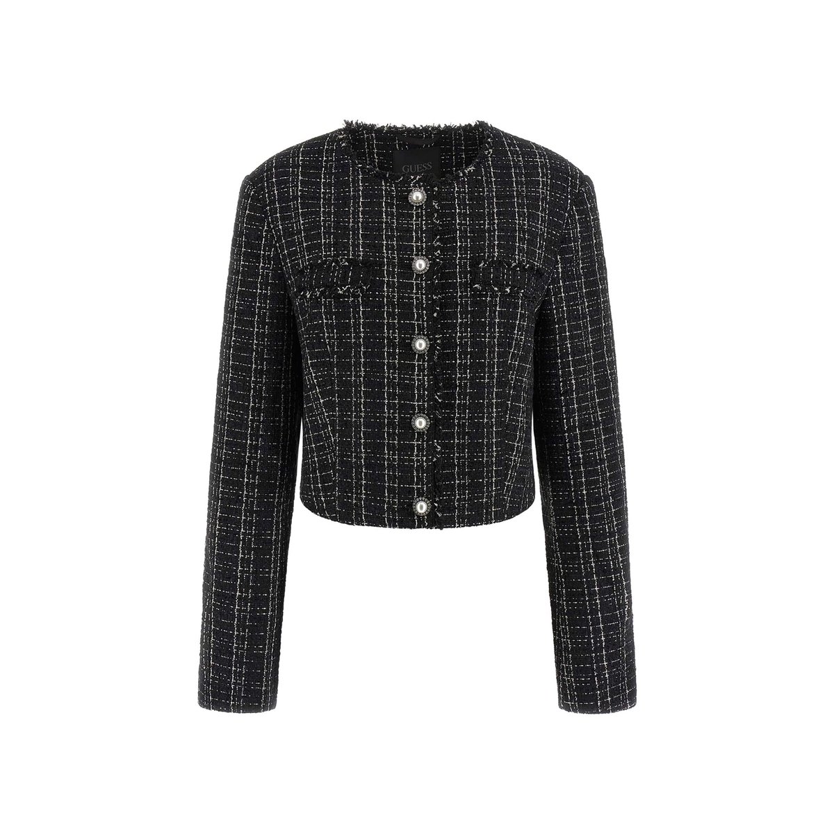 Veste Crop Tweed noir, GUESS